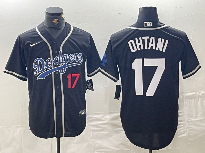 Men Los Angeles Dodgers #17 Ohtani Black Fashion Nike Game MLB Jersey style 49